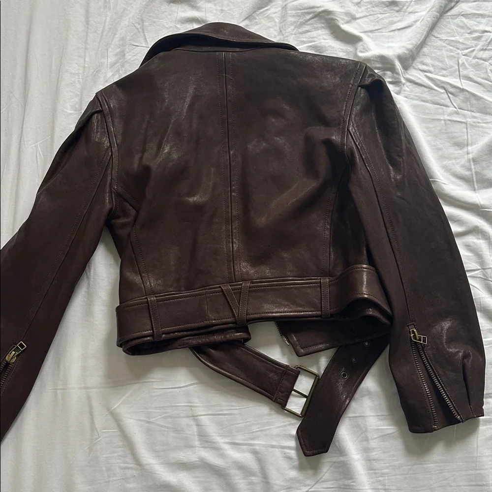 Veronica Beard Chocolate Leather Jacket - Picture 4 of 4